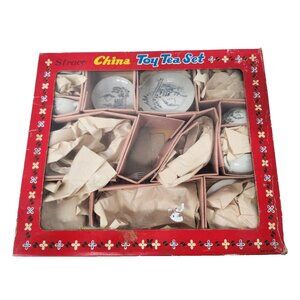 Vintage Straco Childrens Toy Tea China Set in Box Ceramic Asian Made In Japan